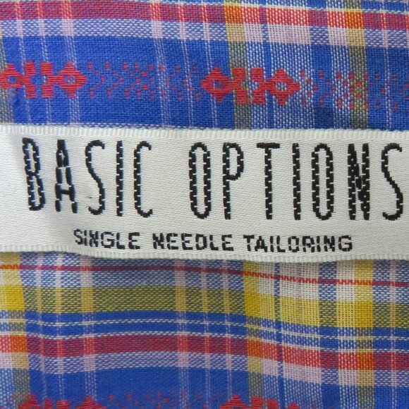 Basic Options* Men's Short Sleeve Button Down Straight Hem Pocket Plaid Shirt~XL - Picture 3 of 10